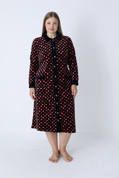 ROMEO LİFE Rochie de damă, mărime mare, din bumbac, din catifea, cu nasturi 3772