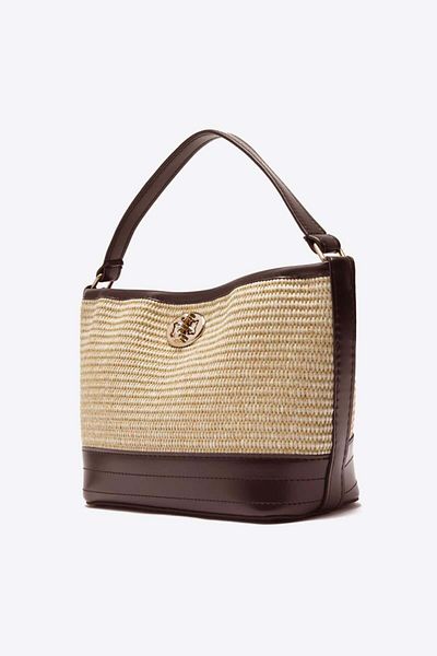 Shule Bags Geantă de umăr interconectată Urban Wicker Look Maro
