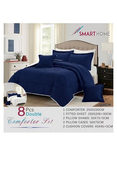 smart home ملاءة سرير مزدوجة من الألياف الدقيقة بنسبة 100%، طقم ملاءات سرير مريحة، طقم من 8 قطع، 250×230 سم
