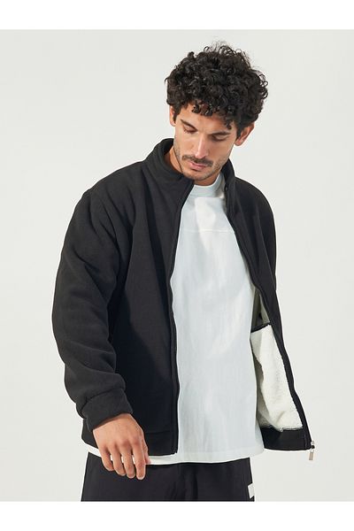 Styli Fleece Utility Jacket with Full Zip Closure