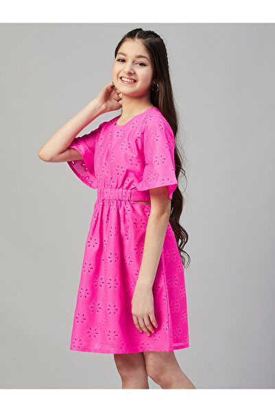 Stylo Bug By Styli Flower Lace Insert Elastic Waist Dress