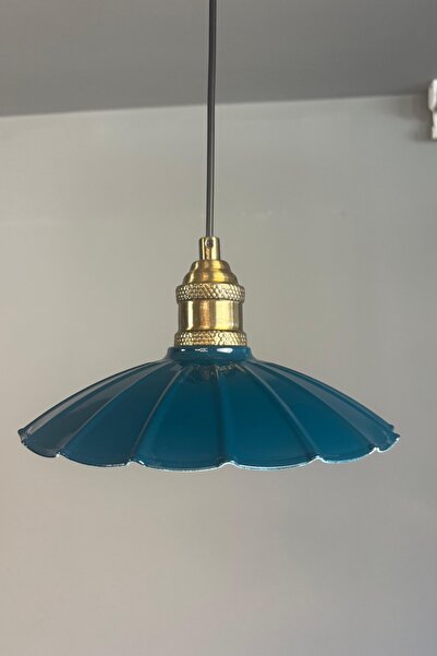 Bamyum Risso Gece Mavisi Metal Avize Tekli Lale Başlık Mutfak Modern Dekoratif Sarkıt Aydınlatma
