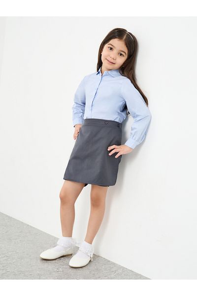 Styli Girls Grey Plain Skorts with Button Detail