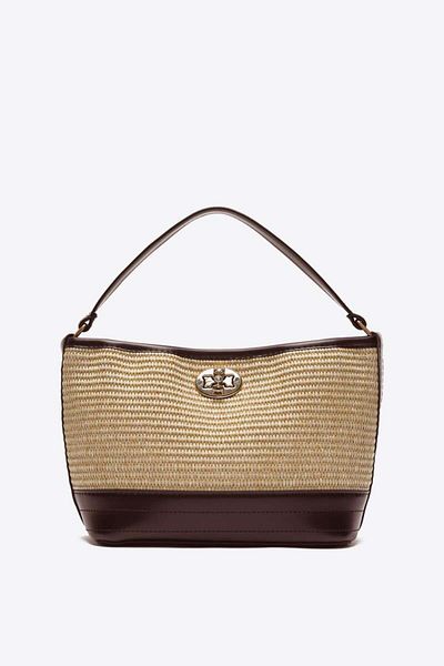 Shule Bags Geantă de umăr interconectată Urban Wicker Look Maro