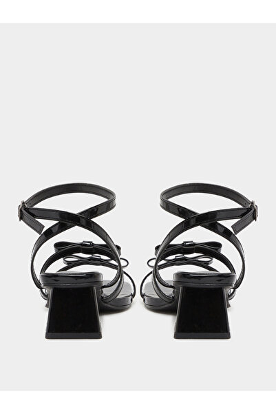 Styli Bow Trim Accent Block Heel Sandals