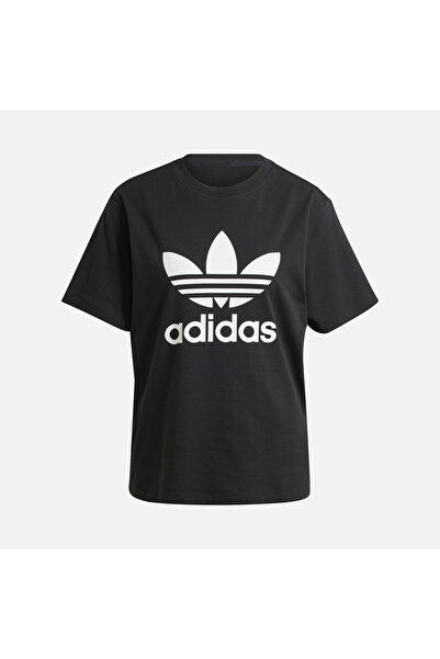 adidas Μαύρο γυναικείο στρογγυλό μπλουζάκι Ir9533 Trefoıl
