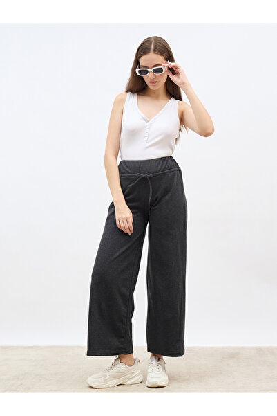 Styli بنطال رياضي بحزام خصر عريض ورباط