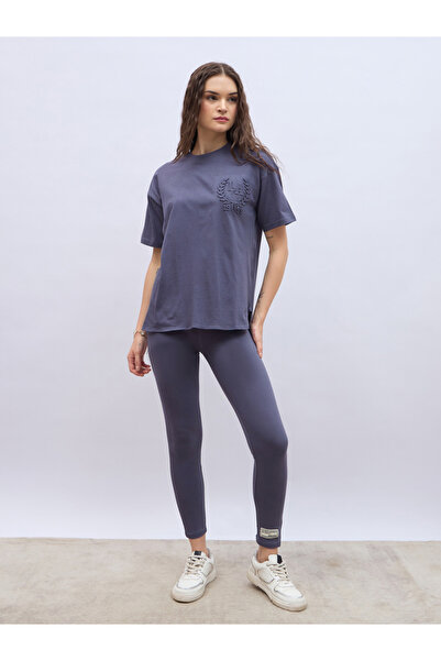Styli Embossed Detail Round Neck T-Shirt and Leggings Co-Ords