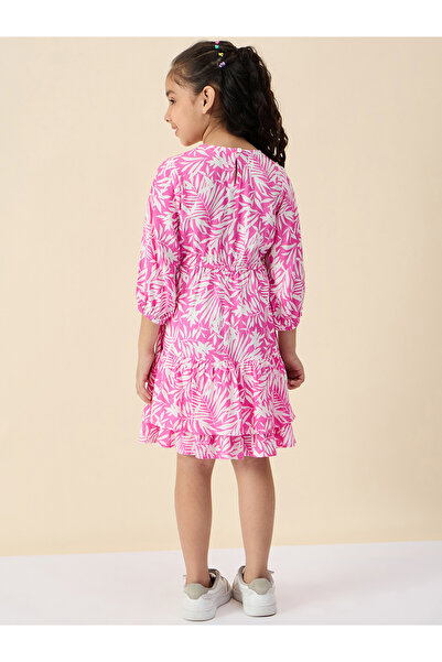 Stylo Bug By Styli Leaf Print Round Neck Dress