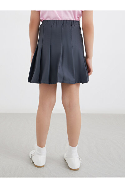 Styli Girls Grey Pleated Skirt with Elastic Waist