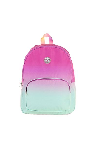 KAUKKO Geantă pentru școală primară și gimnazială cu trei compartimente pentru fete Rainbow - tranziție de culoare verde roz - K1798