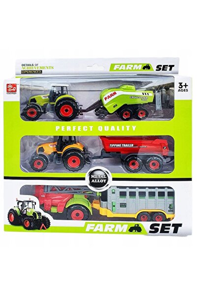 PROCART Set de 6 jucării pentru utilaje agricole, tractoare, remorci, vehicule agricole pentru copii