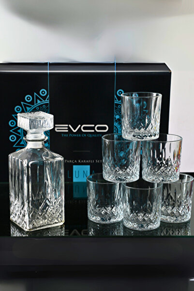 EVCO Luna 7 Parça Özel Kutulu Su Meşrubat Viski Seti