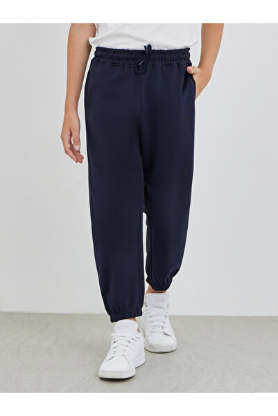 Styli Navy Blue Solid Cuffed Joggers with Slip Pockets