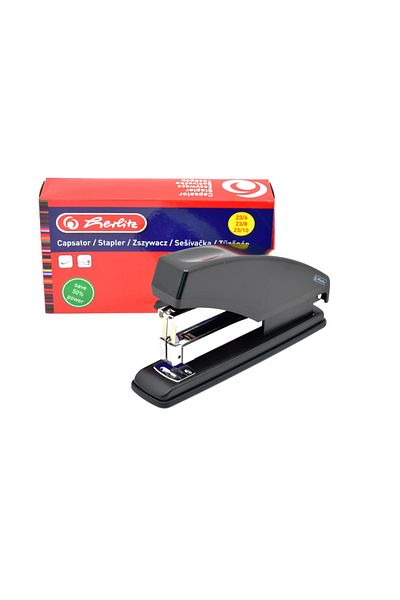 Herlitz Capsator rezistent pentru 60 de coli, economie de energie 50%, culoare neagră, material metal, 16,7x3,8x9,1cm