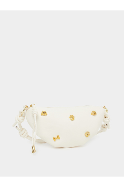Styli Embellished Metal Shoulder Bag with Zip Closure