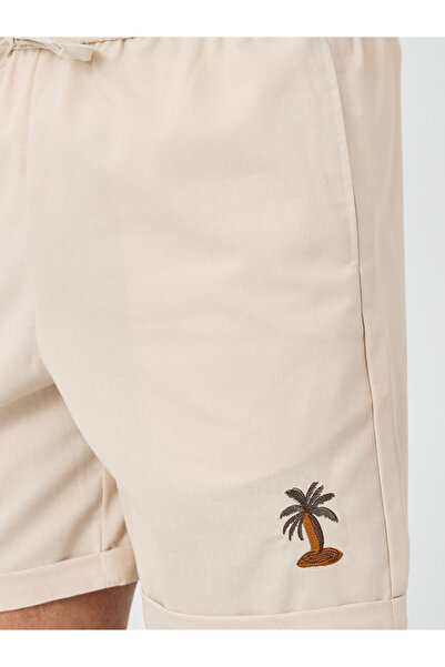 Styli Men Cream Regular Fit Summer Shorts