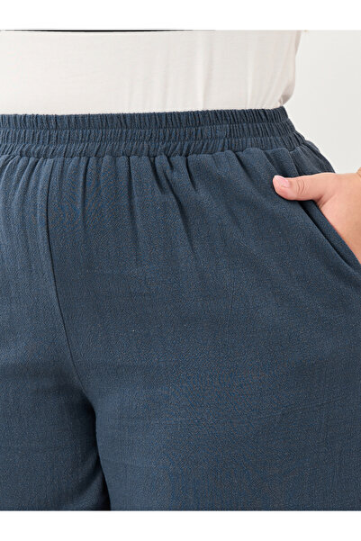 Styli Plus Charcoal Linen Look Pants with Side Pocket