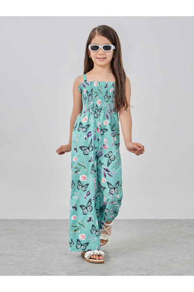 Styli Green Butterfly Print Cami Wide Leg Jumpsuit