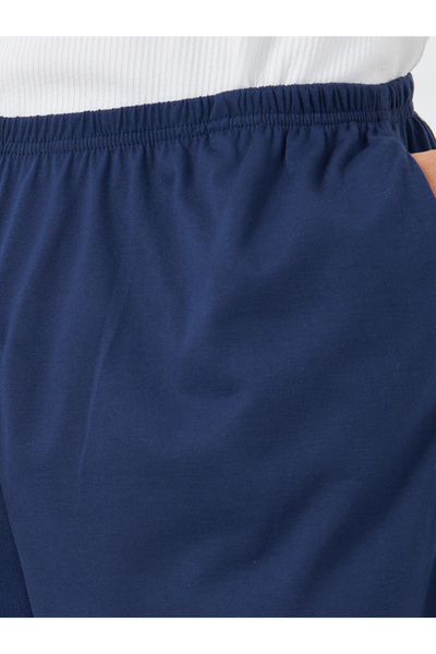 Styli Navy Blue Solid Pyjama with Elastic Waist