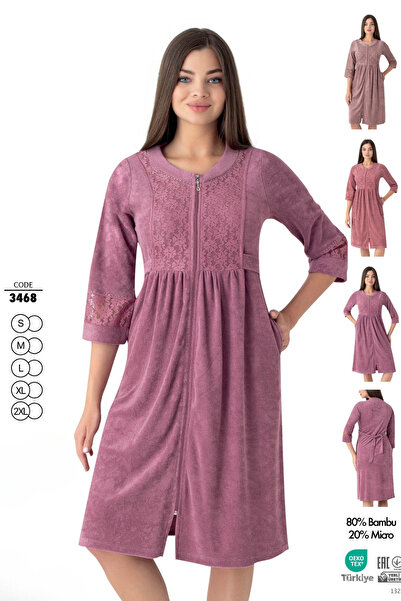 ROMEO LİFE Rochie elegantă din catifea cu fermoar din microțesătură de bambus pentru femei / Prune - 3468