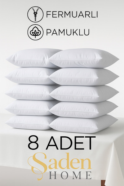 SADEN HOME 8 komada Pamuk paketa belih jastučnica sa patentnim zatvaračem, se...