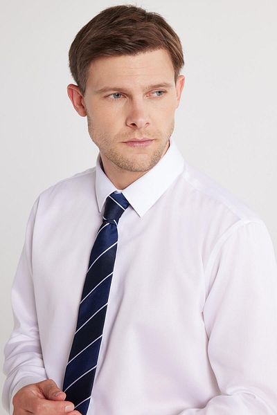 Tudors Slim Fit White Non-Iron 100% Cotton Eco-Friendly Ecoteks Certificated No Ironing Shirt