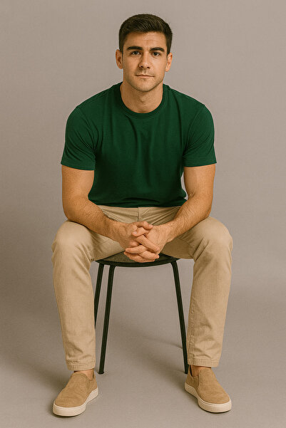 UOMOPARK 2020-2 Regular Fit 100% βαμβακερό μαύρο μπλουζάκι με λαιμόκοψη