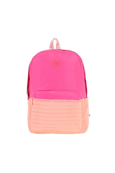 KAUKKO Rucsac de școală cu trei compartimente pentru fete, roz portocaliu, matlasat, cu detalii - K1789