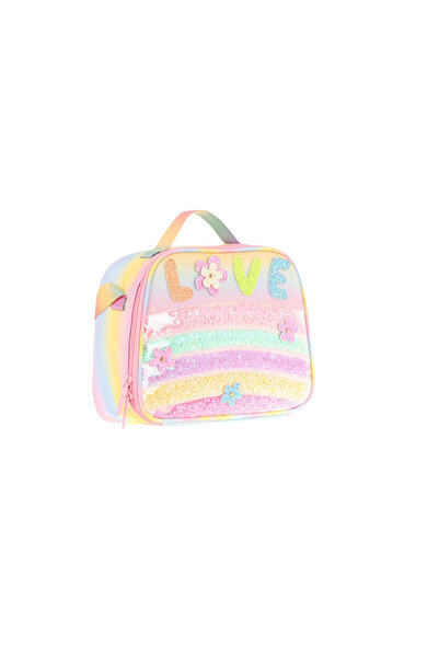 KAUKKO Kids Girl Thermal Insulated School/Picnic Lunch Bag (Silvery Sequin Lo...