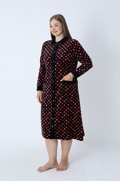 ROMEO LİFE Rochie de damă, mărime mare, din bumbac, din catifea, cu nasturi 3772