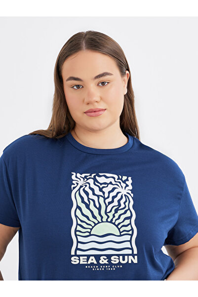 Styli Plus Sea Sun Graphic Dropped Shoulder T-Shirt and Pyjama Set