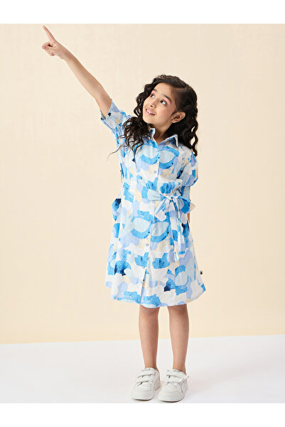 Stylo Bug By Styli All Over Print Shirt Dress with Tie Belt