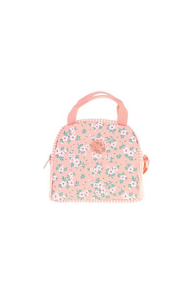 KAUKKO Cutie de prânz cu imprimeu floral de somon pentru fete (izolată termic) (K9070)