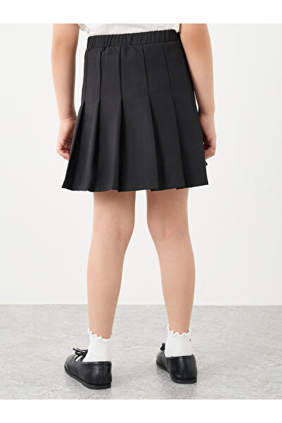 Styli Girls Black Pleated Skirt with Elastic Waist