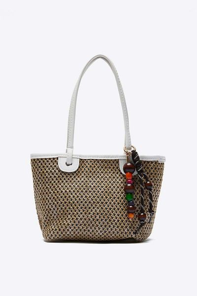Shule Bags Roen Straw Shoulder Bag White