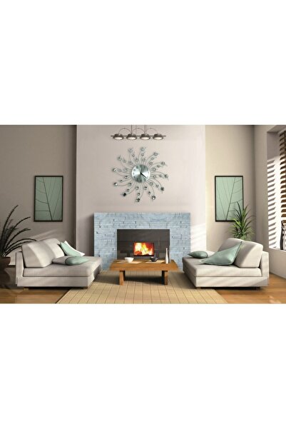 PROCART Crystal wall clock, 50 cm, Quartz mechanism, Arabic numerals, silver