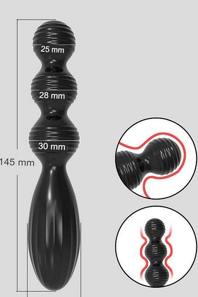 WildFashion Dop intim din TPE-silicon moale cu 3 bile, unisex, Negru – TOY387-1