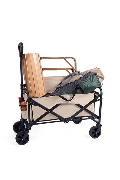 Generic Outdoor foldable camping cart, foldable four-wheel trolley with adjustable handle, suitable for shop
