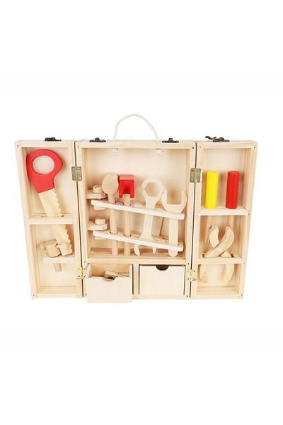 PROCART Children's tool kit, 34 pieces, storage box 21x29.5x8 cm, wood, multicolor