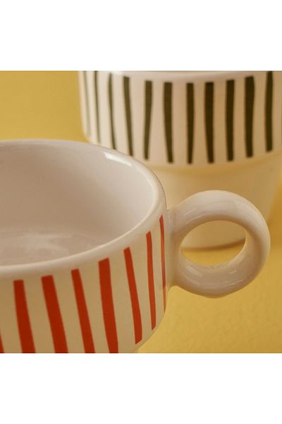 Bella Maison Stripe Ceramic 4 Espresso Set (105 Cc)