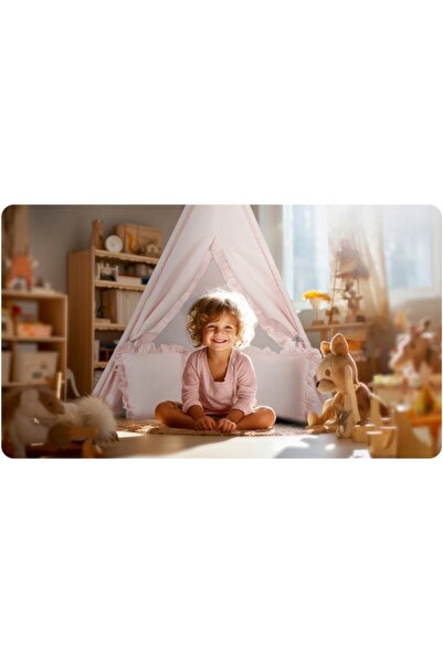NUKIDO Children's play tent with garland and 2 cushions 116x116x165 cm Pink