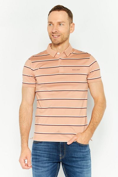 Levi's Men Regular Fit Stripe Short Sleeves Polo Shirt, Pink