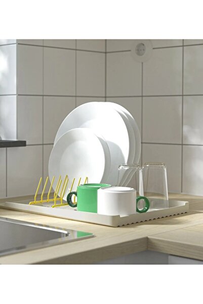 IKEA Rinnig 2'li Bulaşıklık Seti Beyaz Bulaşıklık ve Sarı Tabaklık