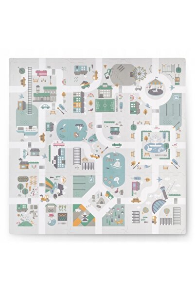 NUKIDO Multifunctional puzzle mat for children Town 105x105x1 cm made of odorless EVA foam, 9 pieces with