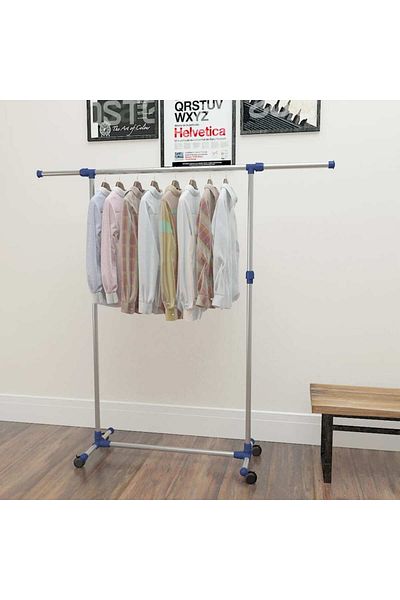 vidaxl Adjustable Clothes Rack Stainless Steel 165x44x150 cm Silver