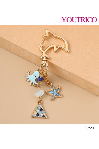 Youtrico 1pcs New Stylish Ocean-Themed Backpack Charm ,Keychain,Starfish and Seashell