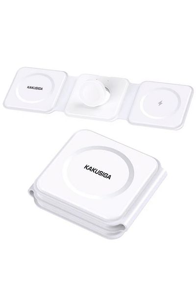 REDz Accessories Încărcător pliabil 3 în 1, KSC-1359, încărcare wireless 15W, MagSafe, alb