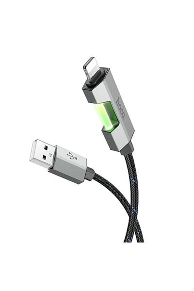 Hoco Cablu de date și transfer, USB A la Lightning, Regent Colorful, protecție transparentă, U123, lungime 1,2 m