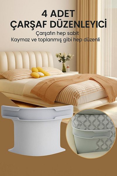 KARTEYA Çarşafmatik Органайзер за чаршафи от 4 части Невидим органайзер за заключване на завивки